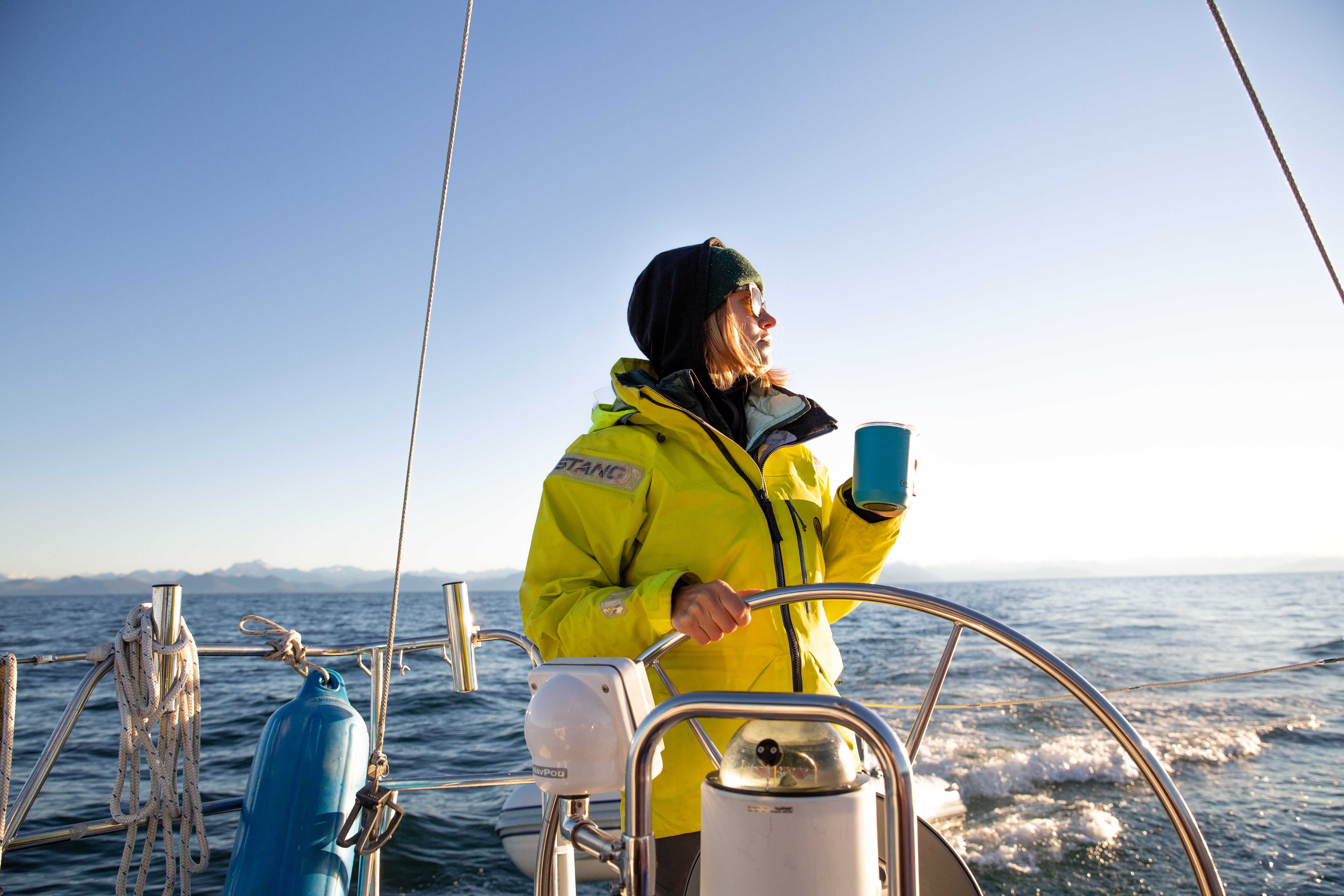 gazing into the ocean while sailing