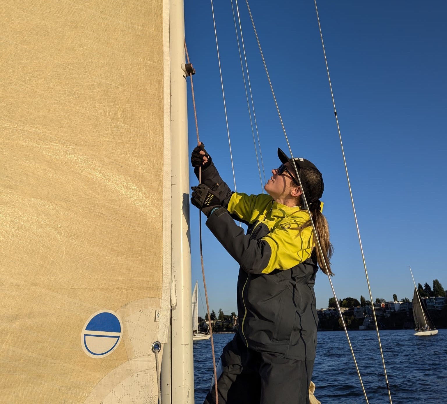 Woman sailing taku jacket mustang survival